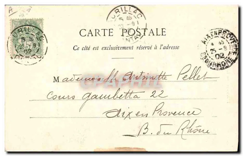 Gruppe von Bauern im Nationalkostüm — Aurillac, 1902 — Phototypie Gastané, Aurillac - Rückseite