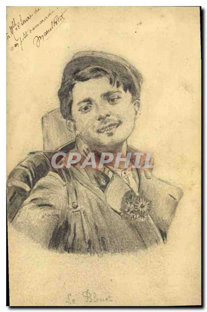 Retrato de Marcel Pétit — desenho a lápis — Le Blavet - Frente