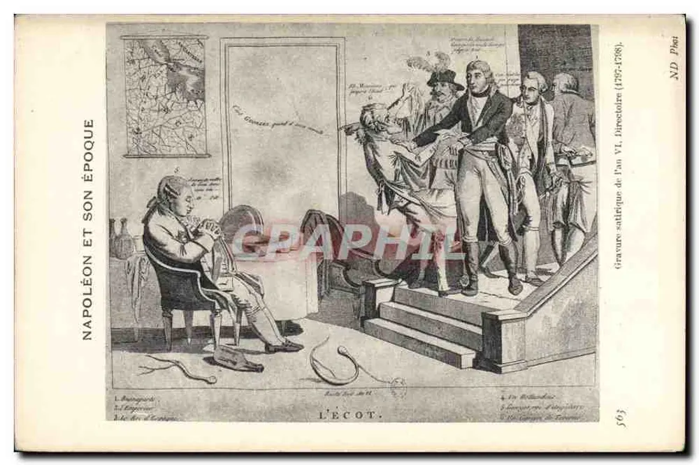 Napoleão e sua época — Gravura satírica do Imperador (1797-1798) — ND. Piot - Frente