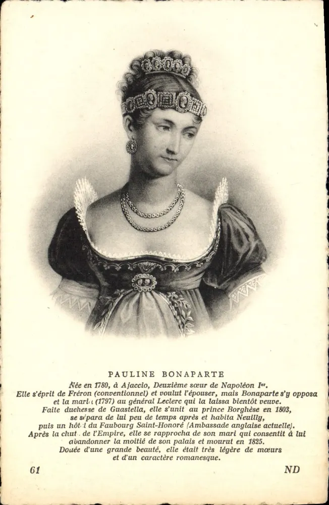 Pauline Bonaparte — Portrait — Verlag ND, Nr. 61 - Vorderseite