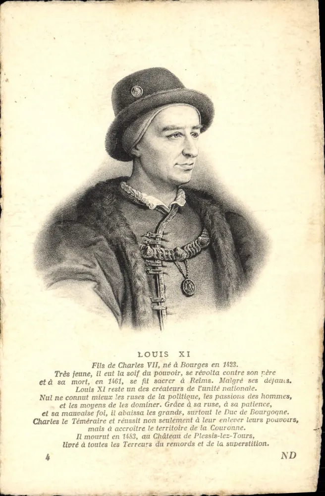 Louis XI — Gravurporträt mit historischem Text — ND, n°4 - Vorderseite
