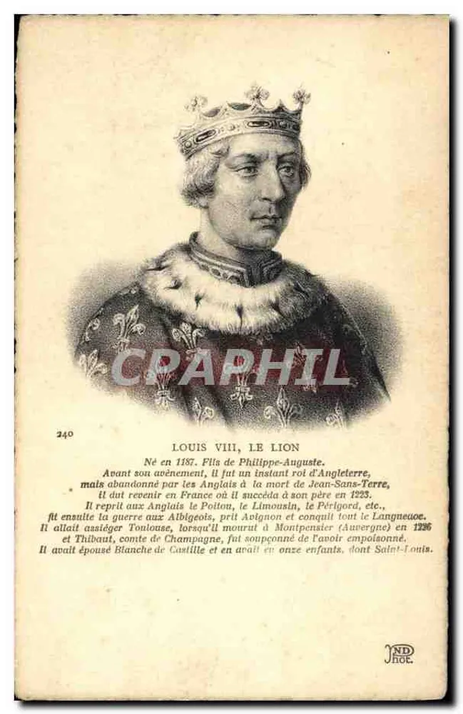 Louis VIII, der Löwe — König von Frankreich — Verlag ND, Nr. 240 - Vorderseite