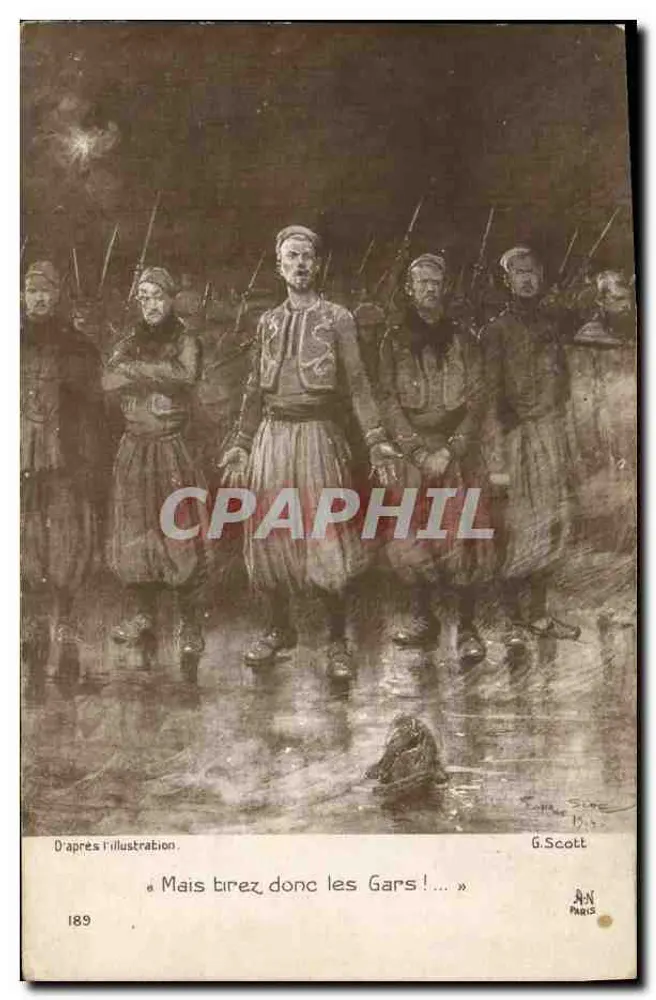 Soldaten in Formation — Schlachtenszene — G. Scott, Paris, n° 189 - Vorderseite