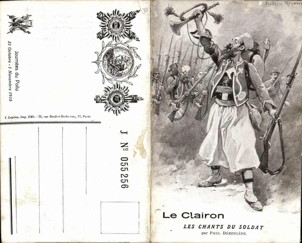 Der Trompete — Die Lied des Soldaten — von Paul Déroulède — J. Lapina, Imp. Edit. - 75, rue Deufert-Rochereau, 77, Paris - Vorderseite