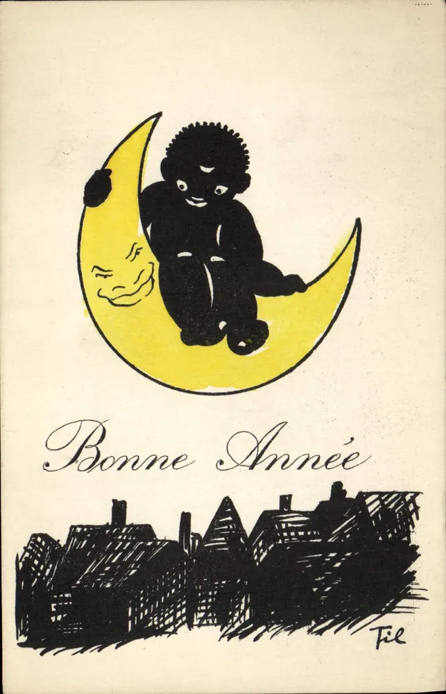 Kind auf dem Mond — Frohe Neujahr — Verlag Fil, Seriennummer nicht sichtbar - Vorderseite