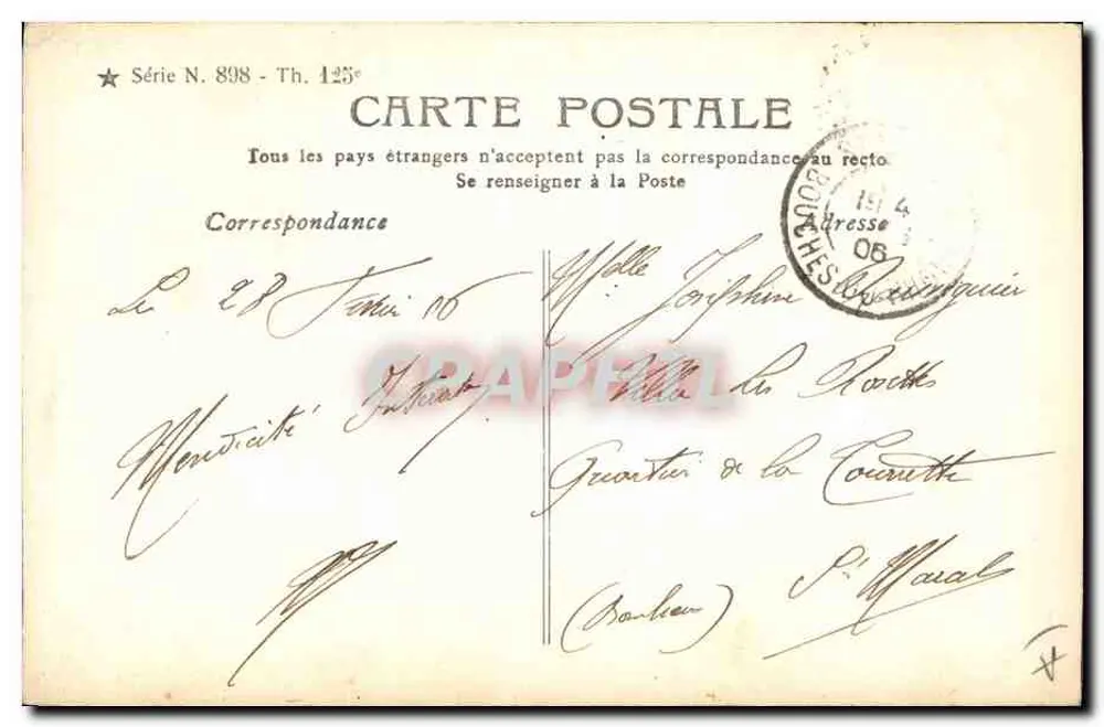 Oterita — Porträt einer Frau — Serie Nr. 898, Th. 125¢ - Rückseite