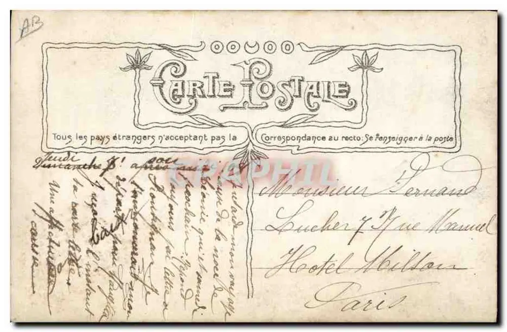 Albert Lambert auf der Bühne — Rolle von 'Le commail' — Verlag Le Commissariat, Nr. 3523 - Rückseite