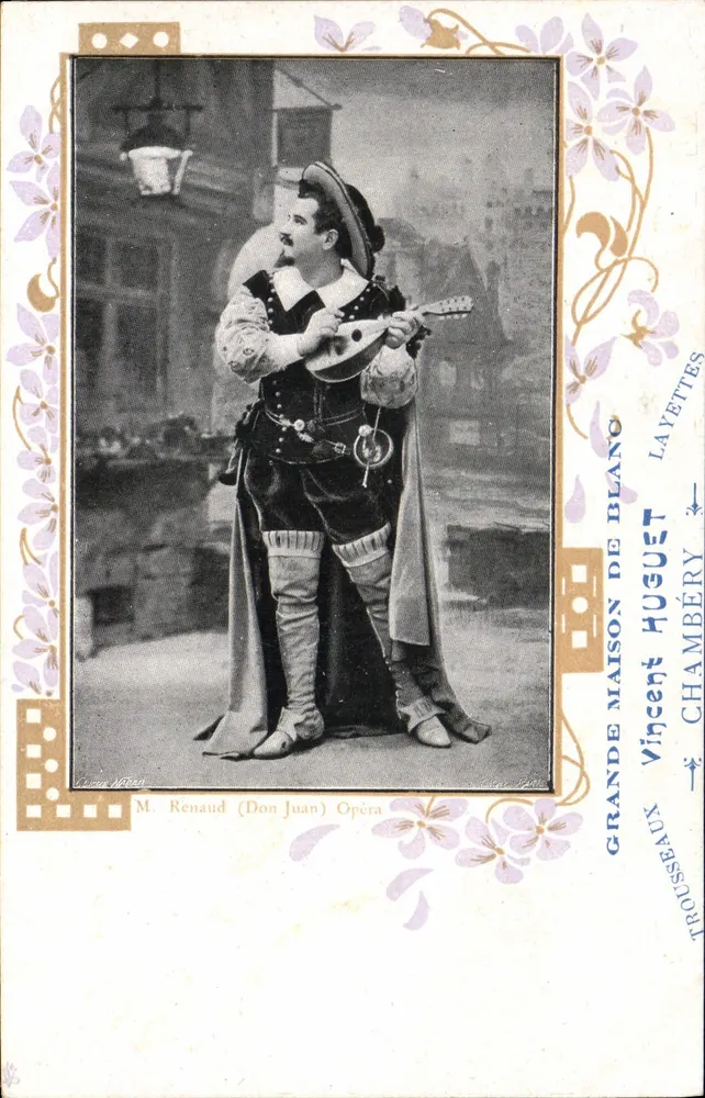 M. Renaud em traje de Don Juan — Ópera — editor Vincent Huguet, Chambéry - Frente