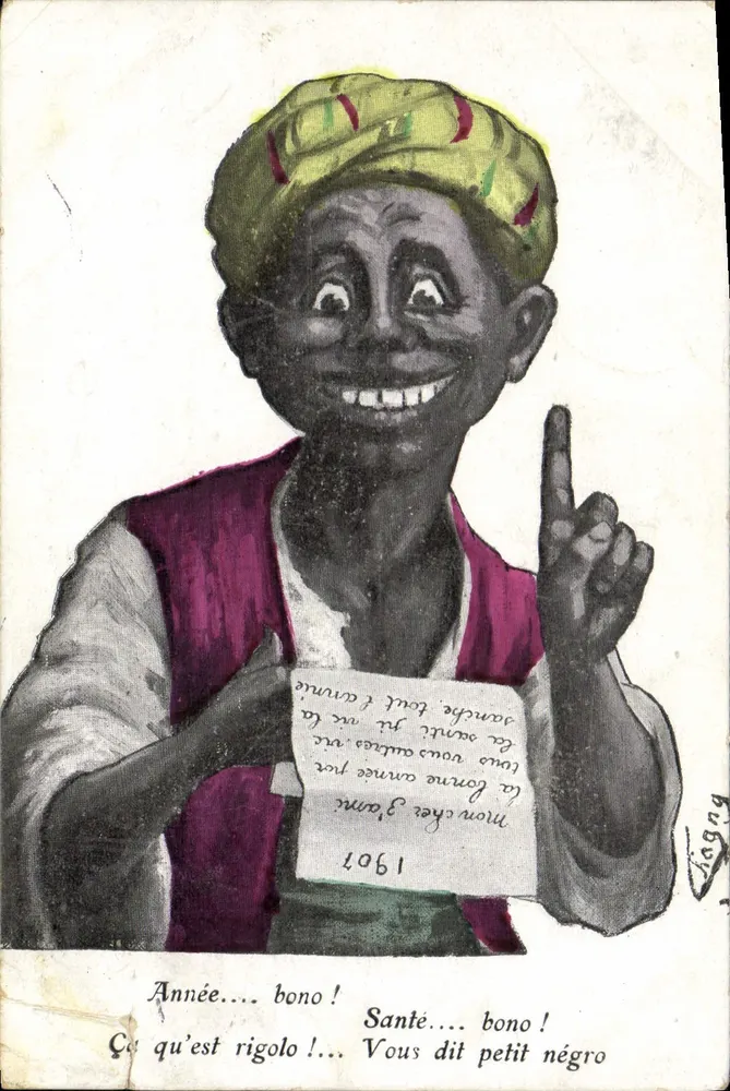 Nègre joyeux — caricature d'années 1901 — éditeur Visagny - Vorderseite