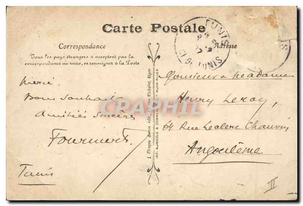 Nègre joyeux — caricature d'années 1901 — éditeur Visagny - Rückseite