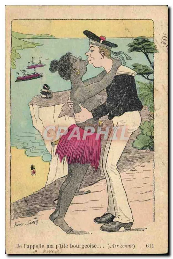 Matrose und Frau küssen — humorvolle Szene — T. Saeer, n° 611 - Vorderseite