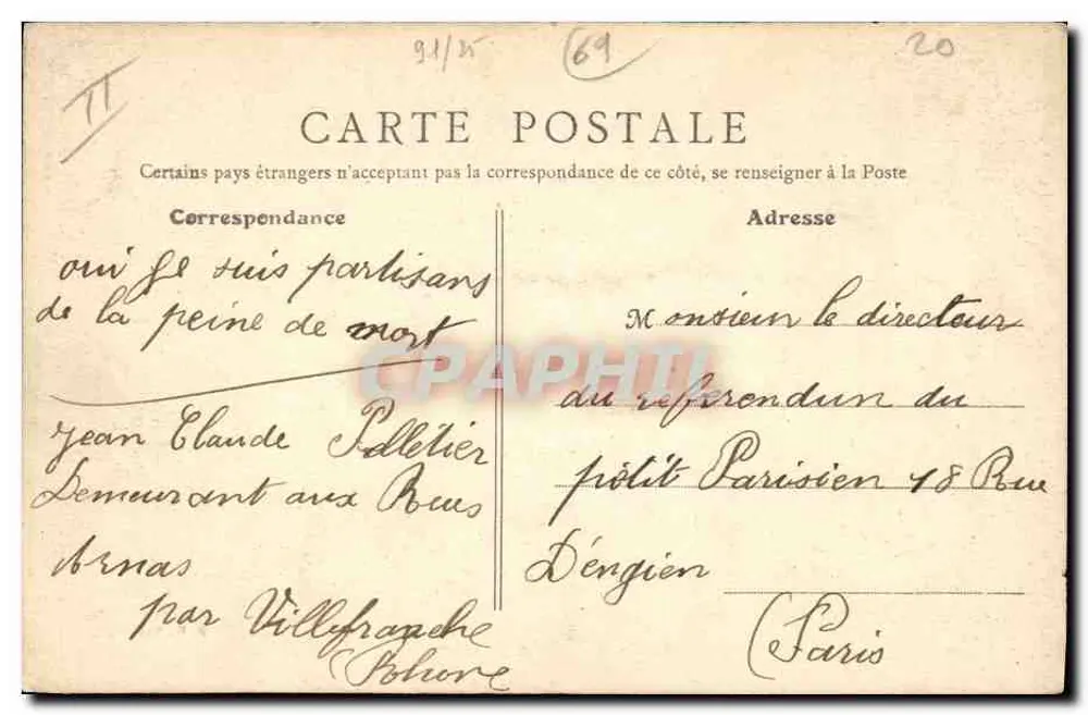 Villefranche (Rodano) — La Cassa di Risparmio — B. E., Parigi, n°19 - Verso