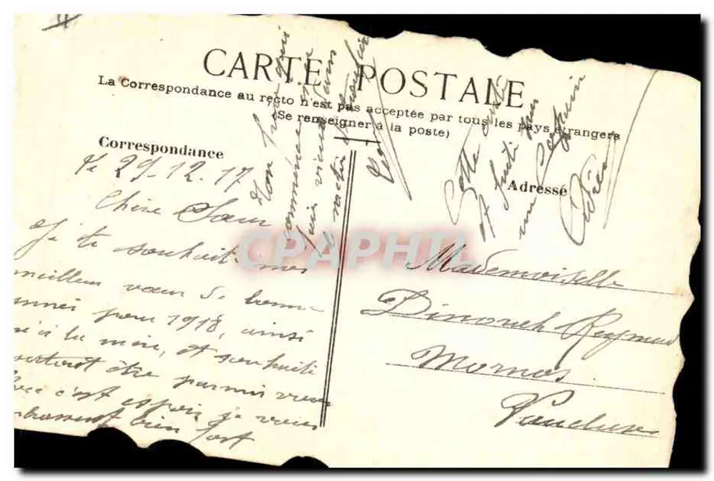 Boa Ano — Carta postal decorada com flores — editor desconhecido - Verso