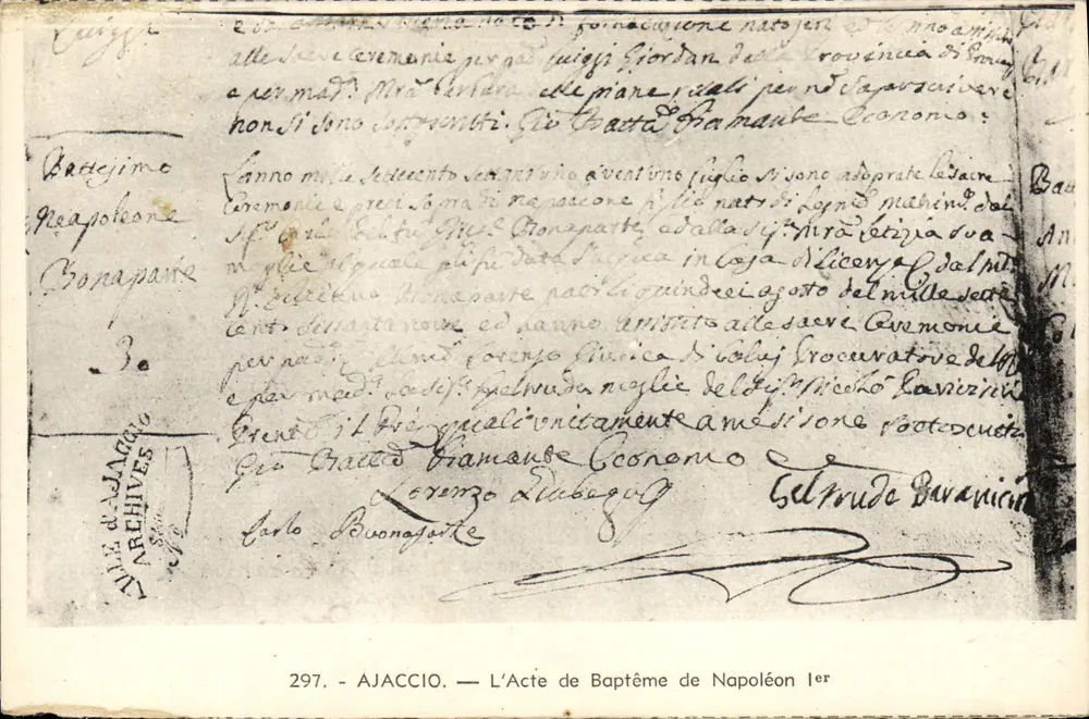 Ajaccio — Die Taufe Napoleons I. — Edition Cigogne, Place des Palmiers - Vorderseite