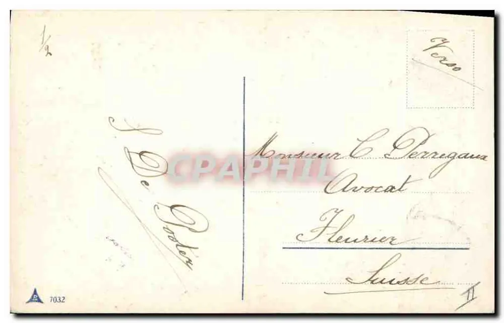 Retrato de Napoléon Bonaparte — sobre fundo marinho — editor anônimo, número de série não visível - Verso