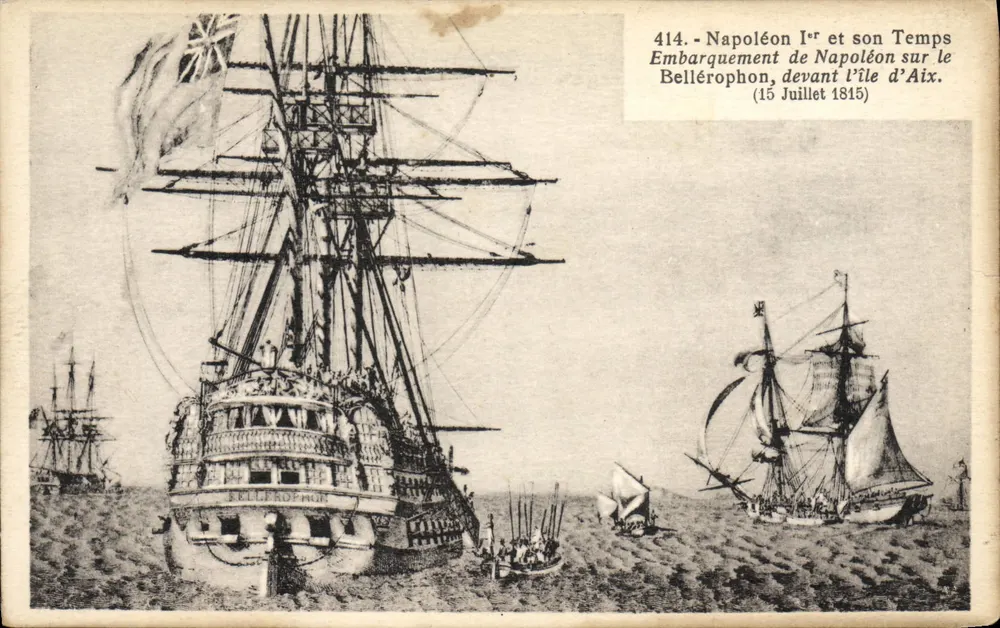 Embarquement de Napoléon sur le Bellérophon devant l'île d'Aix — 15 Juillet 1815 — éditeur Bellérophon, n° 414 - Vorderseite