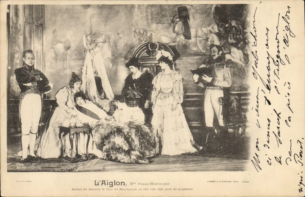 O Aiglon — Sra. Sarah Bernhardt no papel do Duque de Reichstadt — L'Hoste & Cie, Paris - Frente