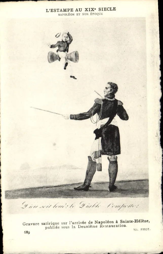 Napoleone e il suo tempo — Incisione satirica sull'arrivo di Napoleone a Sant'Elena — ND. FOT. n° 689 - Recto