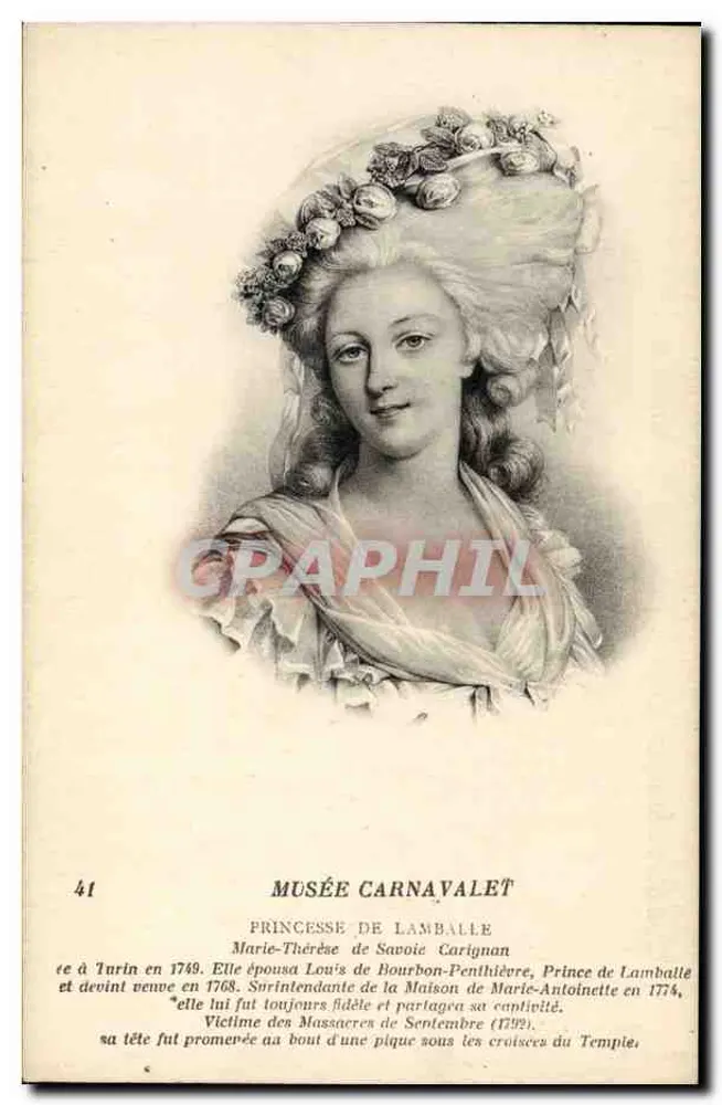Prinzessin von Lamballe — Kupferstich — Musée Carnavalet, n°41 - Vorderseite