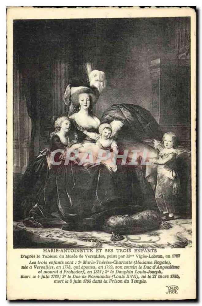 Marie-Antoinette und ihre drei Kinder — Nachbildung eines Gemäldes von Vigée-Lebrun — Verlag JND, Nr. 36 - Vorderseite