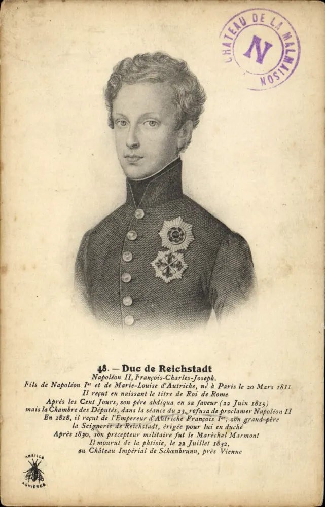 Napoleón II, François-Charles-Joseph — Duque de Reichstadt — editor Abeille Agnières, n° 18 - Anverso