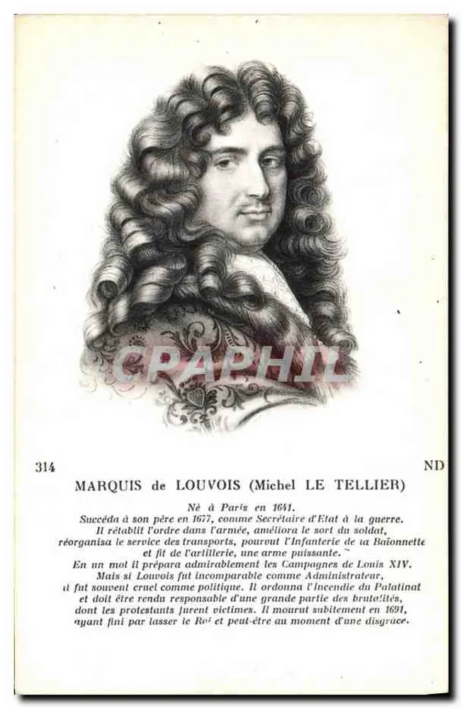 Marquis de Louvois (Michel Le Tellier) — gravuriertes Portrait — Verlag Moutet, Paris - Vorderseite