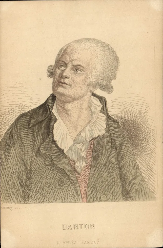 Retrato de Danton — gravura d'après Sandoz — editor não visível - Frente
