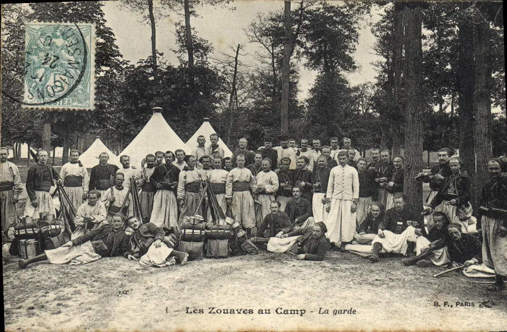 Die Zouaves am Lager - Die Wache — B.F., Paris - Vorderseite