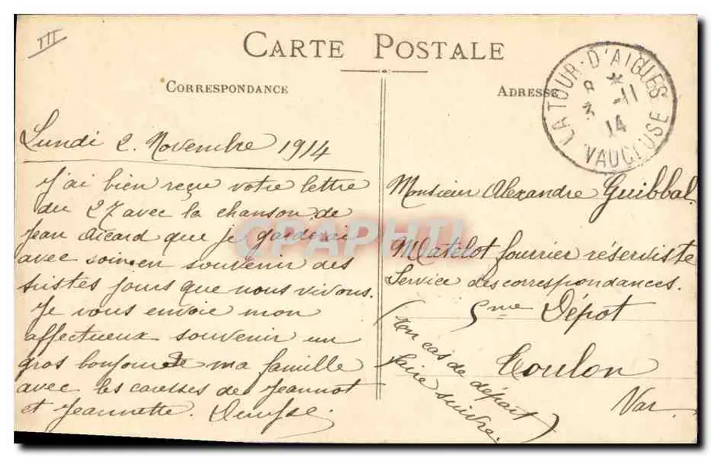 Die Dreifache Allianz — Hier sind sie! — Gen. Guygere, Nr. 239, Marseille - Rückseite