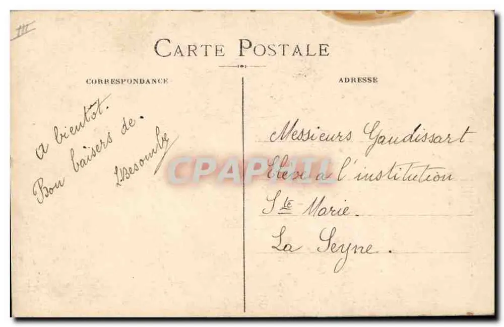 Zwei Männer in osmanischer Kleidung — Die Dreifaltigkeit — Verlag Barabino, Kostümbildner O.A.Q., 38 Rue d'Aubagne - Marseille - Rückseite