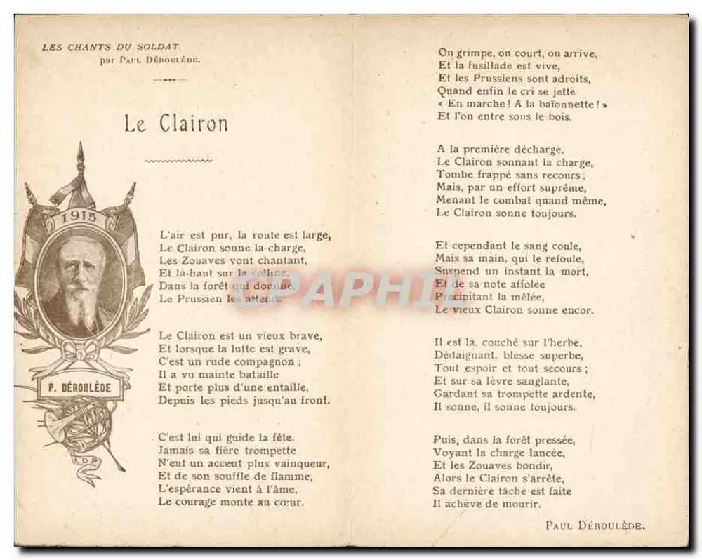 Der Trompete — Die Lieder des Soldaten — von Paul Déroulède, Verlag Lapina, Nr. 704 099 - Rückseite