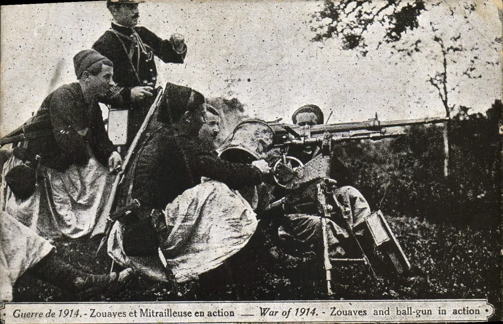 Krieg von 1914 - Zouaves und Maschinengewehr in Aktion - Vorderseite