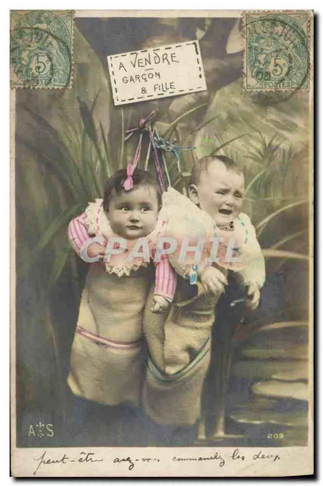 Zwei Babys — Junge und Mädchen — zum Verkauf — Verlag A&S, Nr. 208 - Vorderseite
