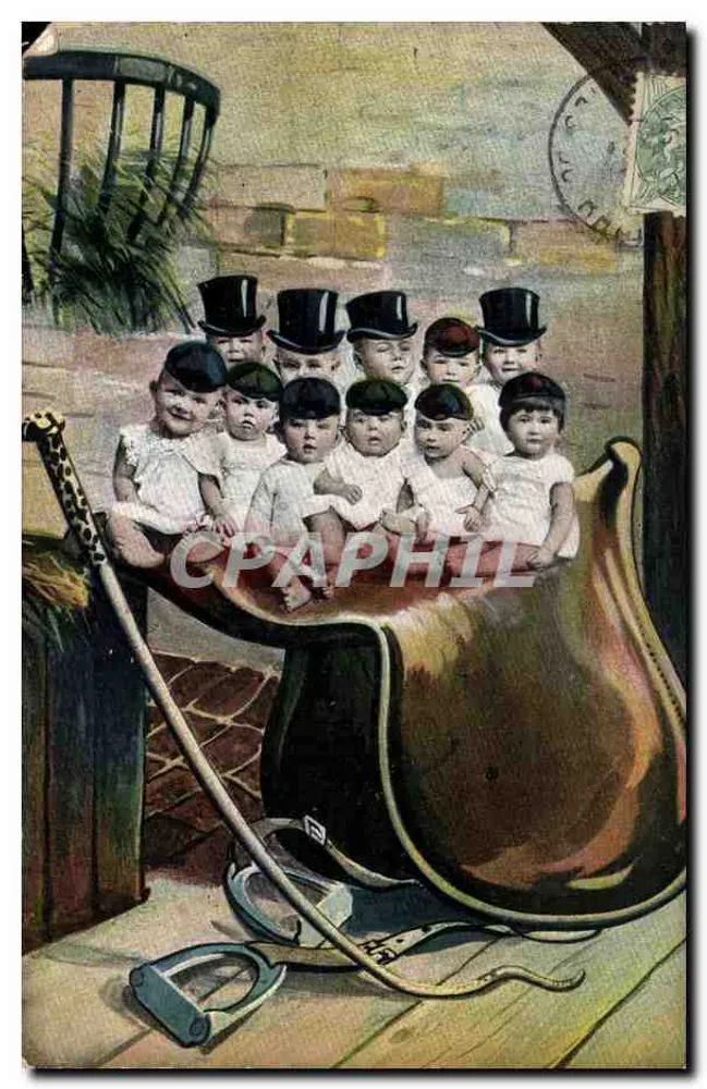 Zwölf Babys mit Hüten — Serie 434 — Verleger nicht sichtbar - Vorderseite
