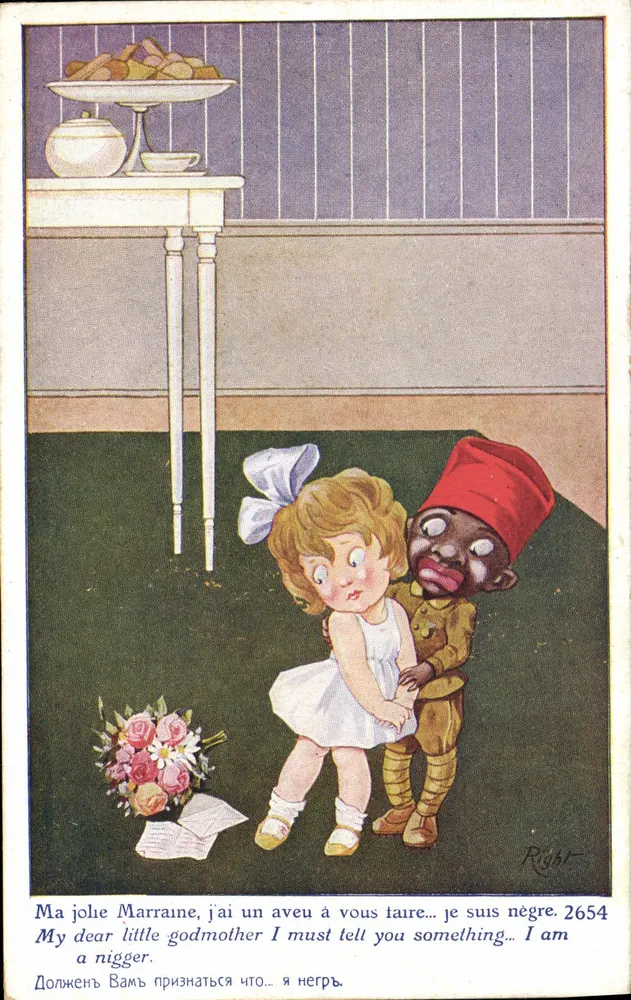 Petite fille et petit nègre — scène humoristique — éditeur Right, n° 2654 - Frente