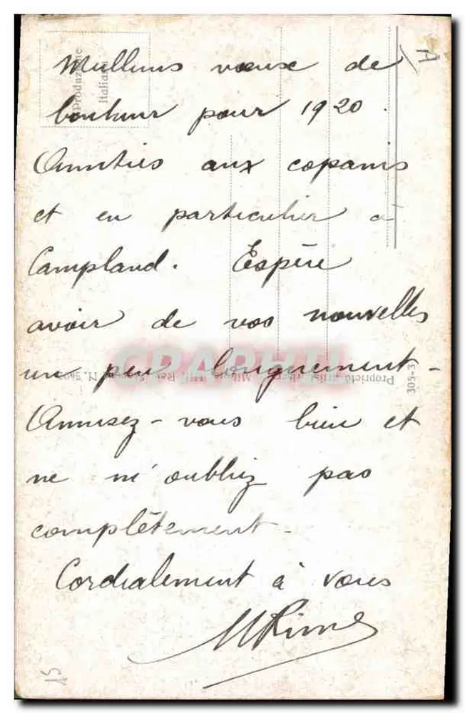 Junge Frau mit schwarzem Zopf — T. Corbel — unbekannter Verlag - Rückseite