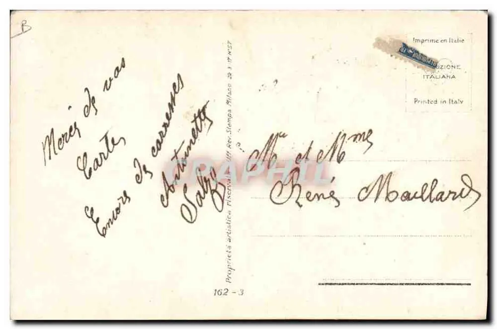 Frau mit Blumenhut — Zwischen verzierten Vorhängen — Verlag T. CORBELL - Rückseite