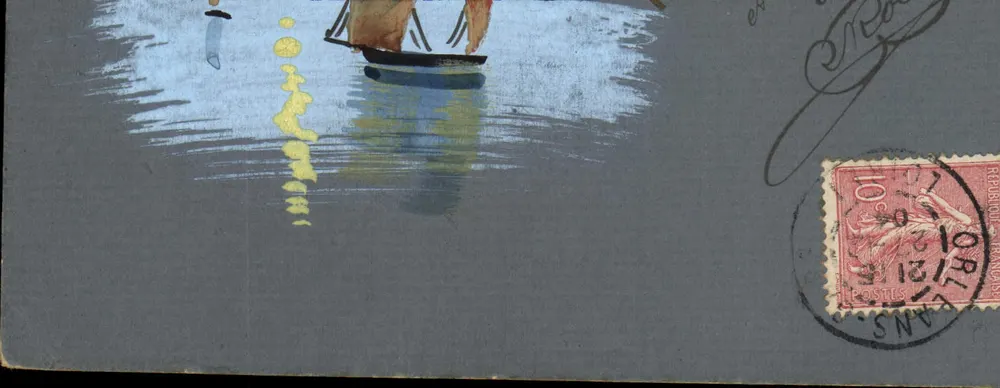 Barco sobre a água — ilustração — editor desconhecido - Frente
