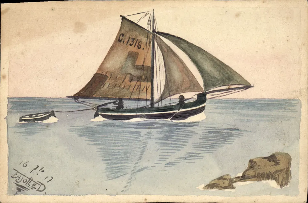 Statek żaglowy — G.1316 — rysunek J. Iyolleta, 16 lipca 1917 - Awers