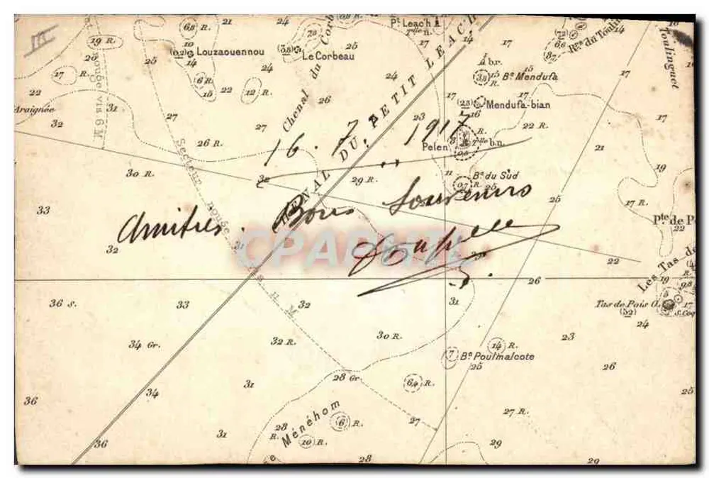 Statek żaglowy — G.1316 — rysunek J. Iyolleta, 16 lipca 1917 - Rewers
