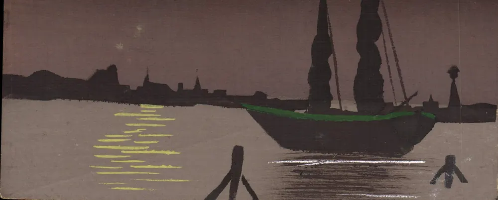 Navio a vela no porto — vista noturna — Nr. 41 - Frente