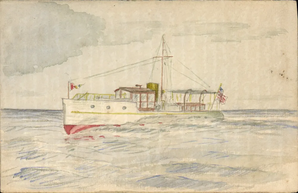 Navio a vapor — desenho a água forte — n° II - Frente