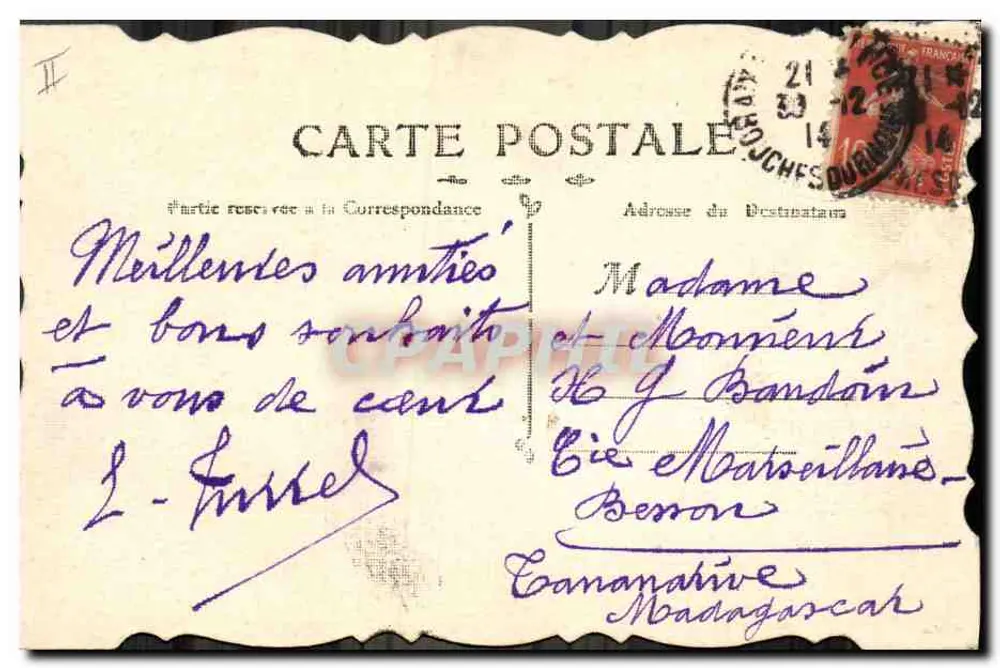 Flores e paisagem — 'Grande vitória, Bom retorno' — Carte postale - Verso