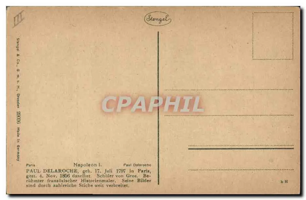 नेपोलियन प्रथम — पॉल डेलारोच द्वारा चित्रित — स्टेंगेल & कंपनी नंबर III - पीछे