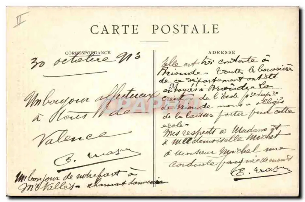 Bonaparte in Valence — 1791 — Autotyp von J. Céas et Fils, Valence (Drôme) - Rückseite