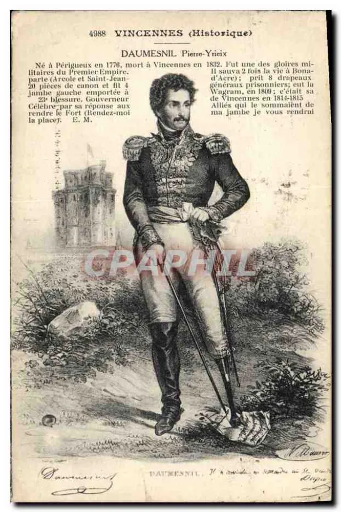 Daumesnil Pierre-Yrieix — Geral do Primeiro Império, governador de Vincennes — E. Malequi, Paris - Frente