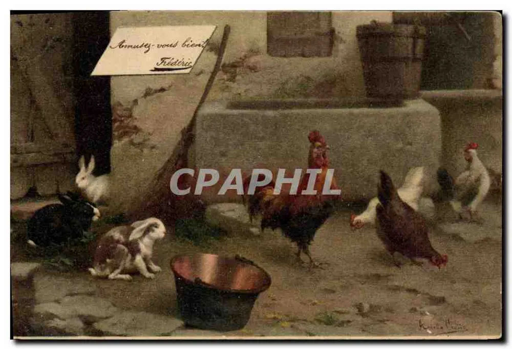 Paisagem de fazenda com animais — editor R. Léonard, n° 7479 - Frente