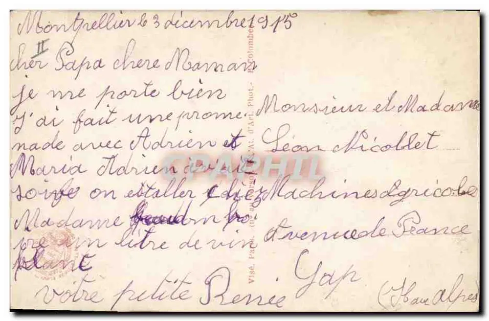 Bebês "Poilus"! — A Fazenda dos Bebês — Editor E. BURIA, n° 420/2 - Verso