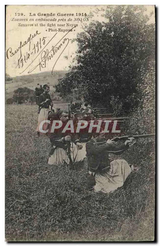 Zouaves in der Schusslinie nahe NOYON — Schlachtszene mit Soldaten in Infanterieuniform — Phot-Express, n°129 - Vorderseite