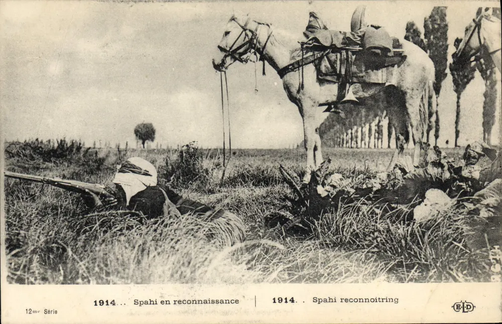 Spahis em reconhecimento — 1914 — Editor E.D. — 12ª Série - Frente